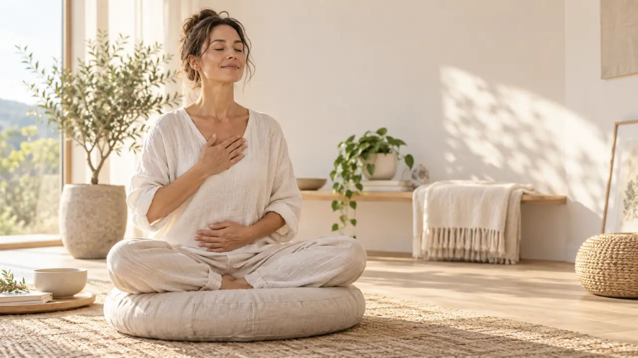 Espace paisible préparé pour une séance de Reiki