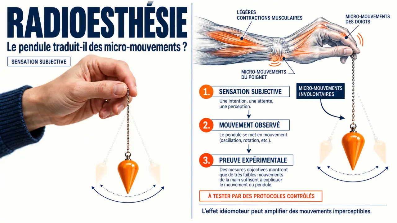 Radiesthésie définition : pendule, effet idéomoteur et distinction entre sensation subjective et preuve expérimentale