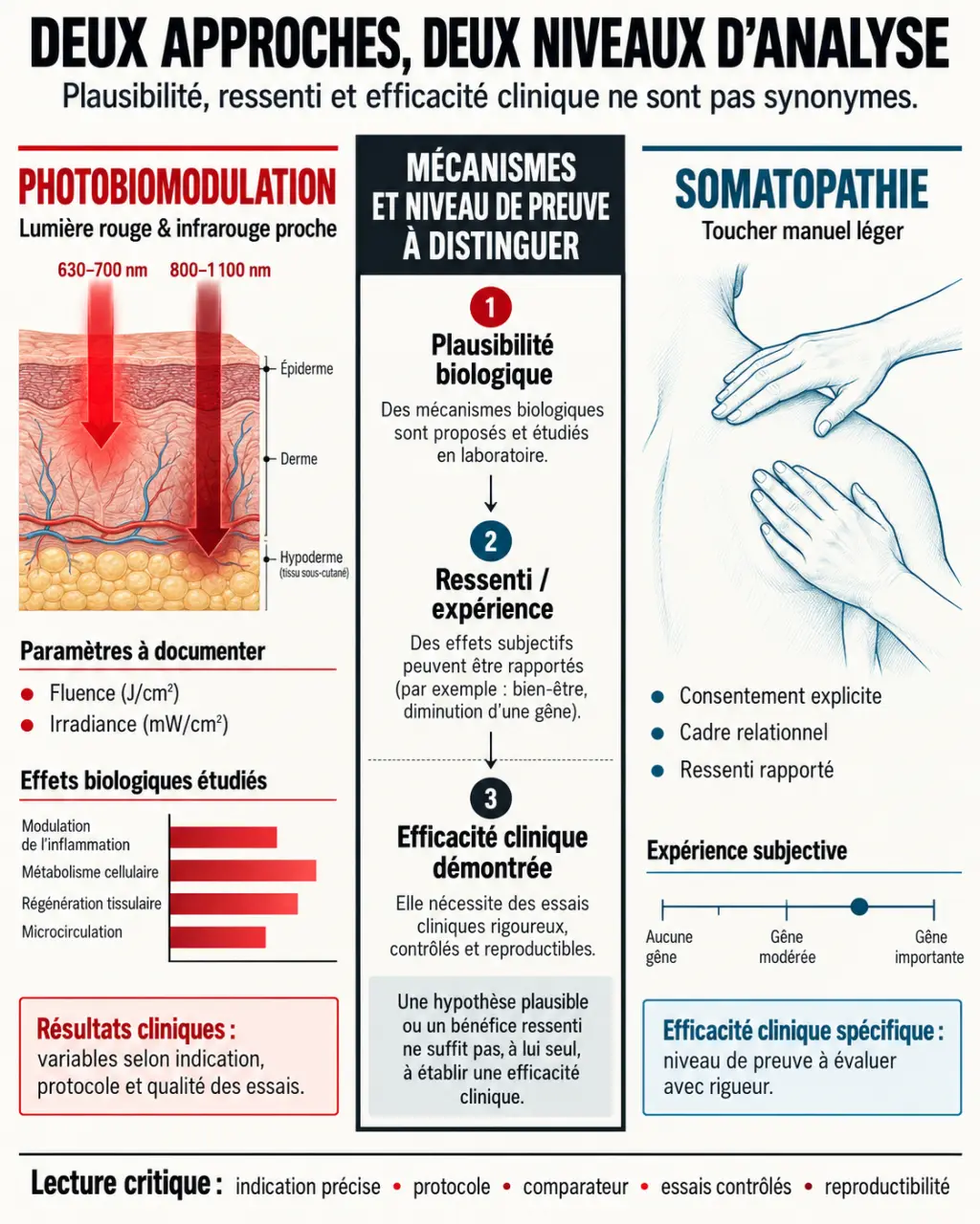 123santemag thérapie : infographie comparant la photobiomodulation et la somatopathie