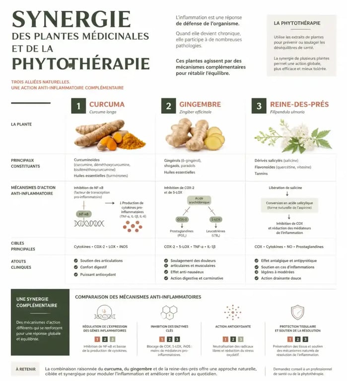 Santé et plantes : synergie des plantes médicinales anti-inflammatoires comme le curcuma et le gingembre