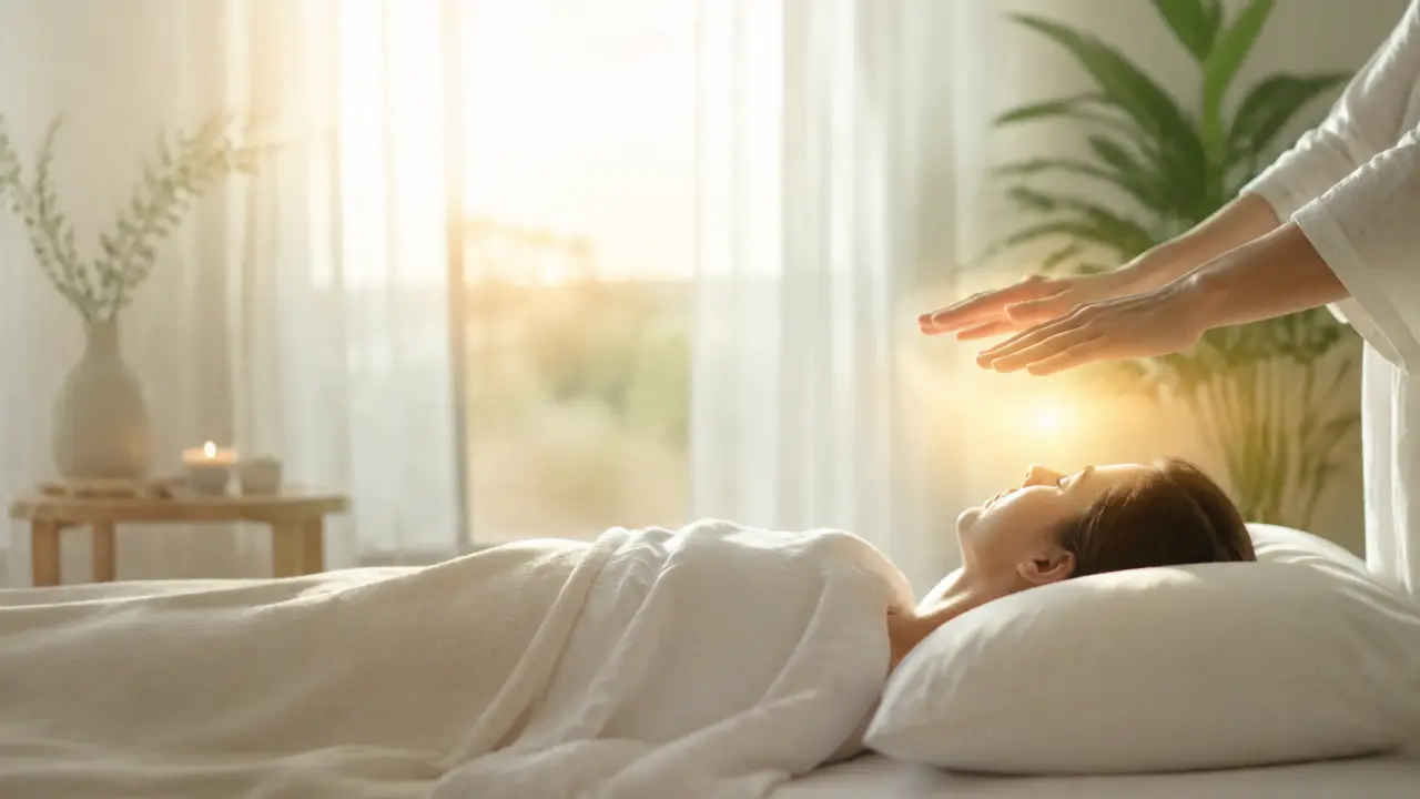 Ambiance apaisante pour une séance Reiki dédiée au sommeil