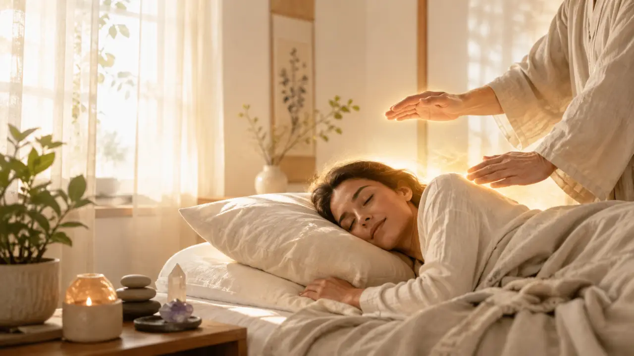 Ambiance douce et apaisante pour un premier soin Reiki