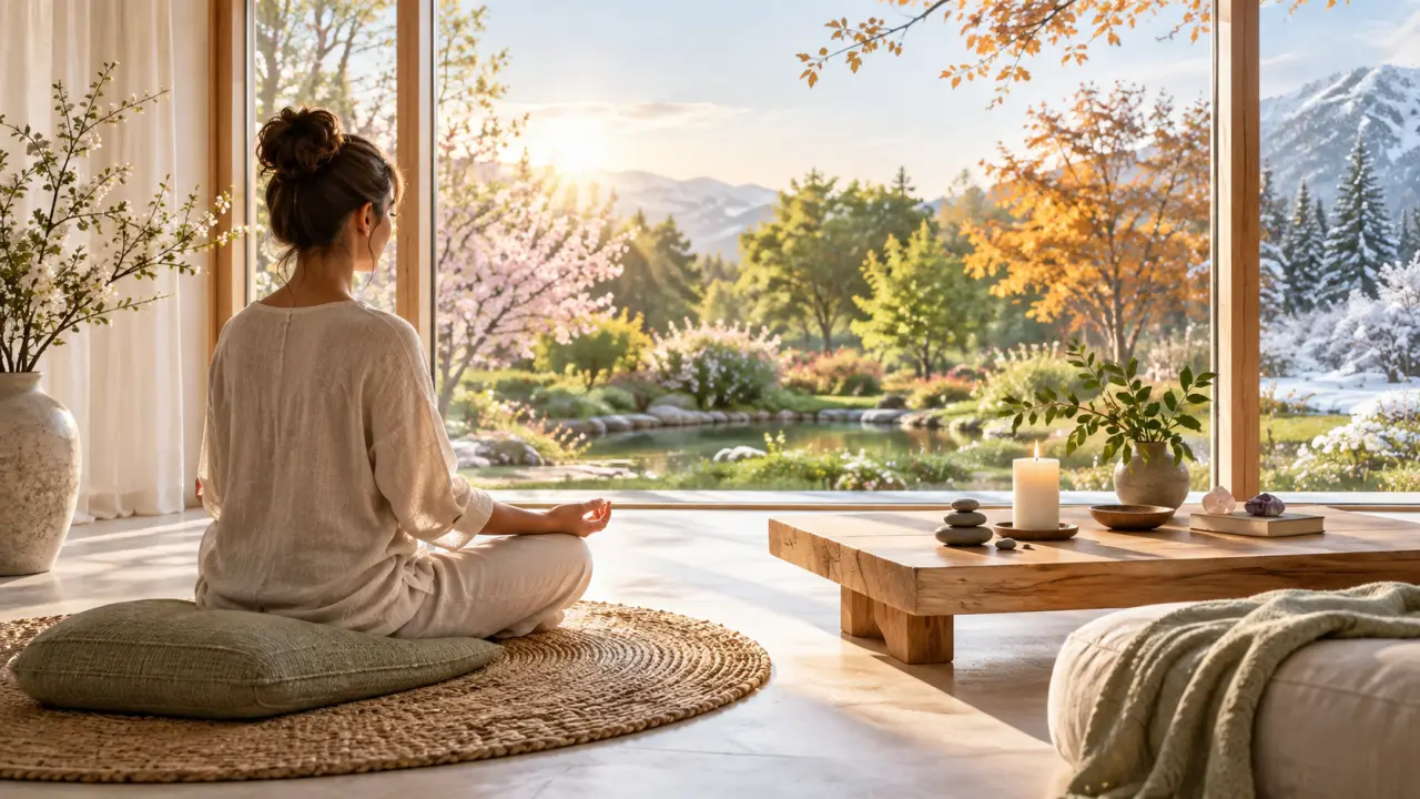 Pièce de méditation lumineuse et paisible pour une pratique énergétique du Reiki